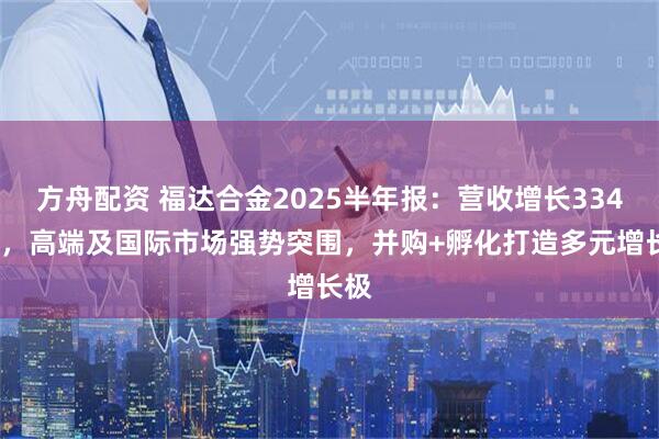 方舟配资 福达合金2025半年报：营收增长3344%，高端及国际市场强势突围，并购+孵化打造多元增长极