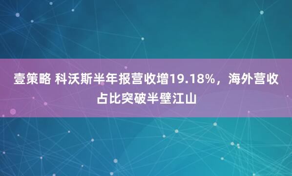 壹策略 科沃斯半年报营收增19.18%，海外营收占比突破半壁江山